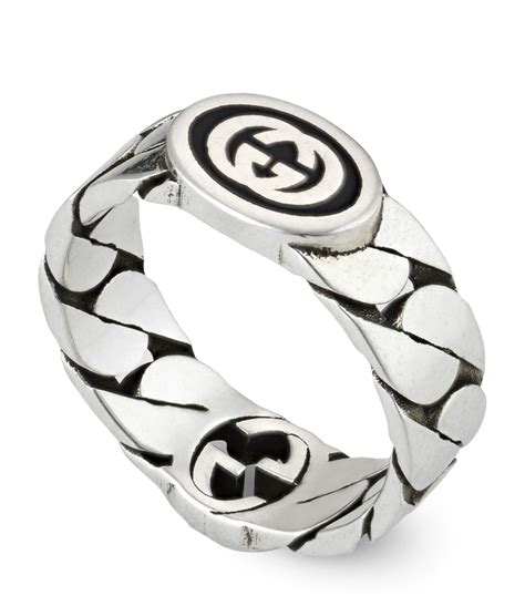 gucci interlocking g ring in silver|gucci heart and cross ring.